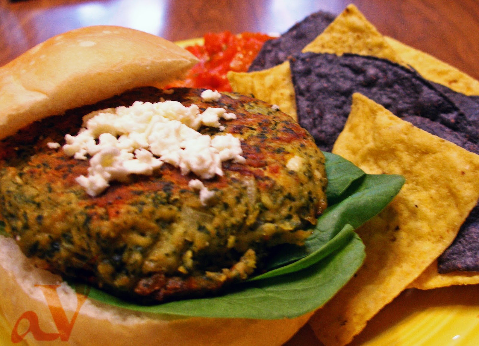 Spinach Feta Burger the awesome Vegetarian